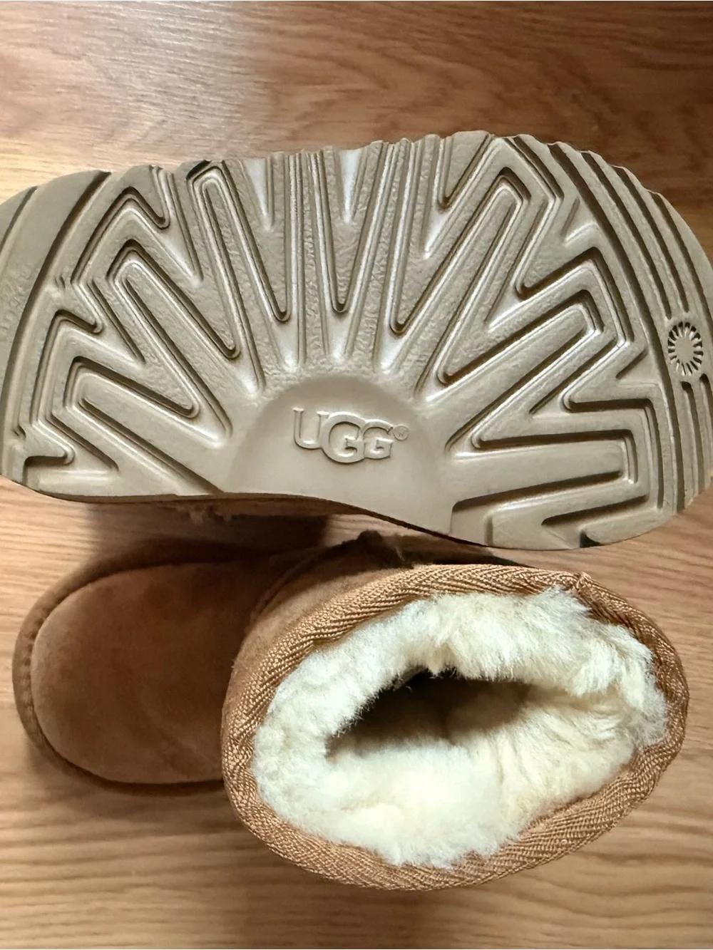 UGG Kids Tan Shearling-Lined Winter Boots